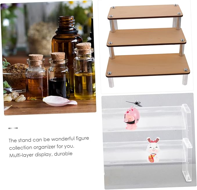 Ciieeo Make up Organizers Wooden Riser Display Stand Craft Display Rack Elegant Counter for Collections