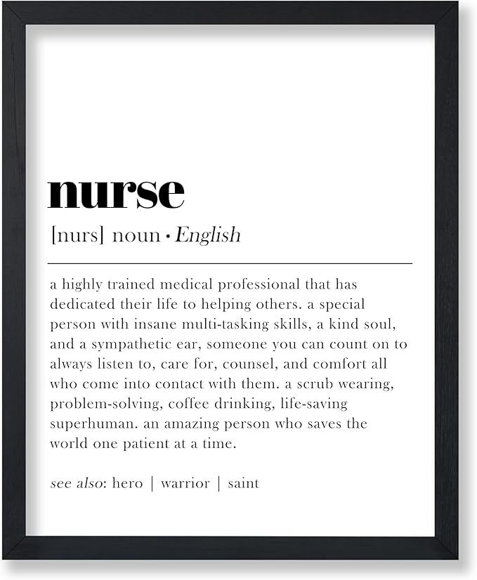 Poster Master Typography Poster - Dictionary Print - Nurse Definition, Amazing Person Who Saves the World, Hero, Saint - Gift for Friend - Wall Decor for Home, Hospital, 24x32 Unframed Wall Art