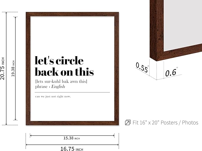 Poster Master Typography Poster - Retro Dictionary Print - Let's Circle Back on This Definition, Book Page, Funny - Gift for Colleague, Friend - Wall Decor for Home, Office, 16x20 Brown Framed