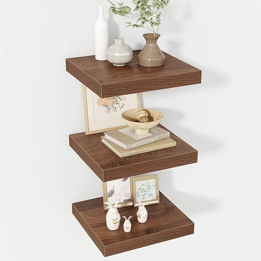 Acovy 12 Inch Floating Shelves, 12" Deep Floating Shelf Wall Mounted, 12" Wall Shelves, Rustic Deep Bookshelf, Extra Deeper Display Shelves & Storage Shelves for Bedroom, Living Room, Set of 3
