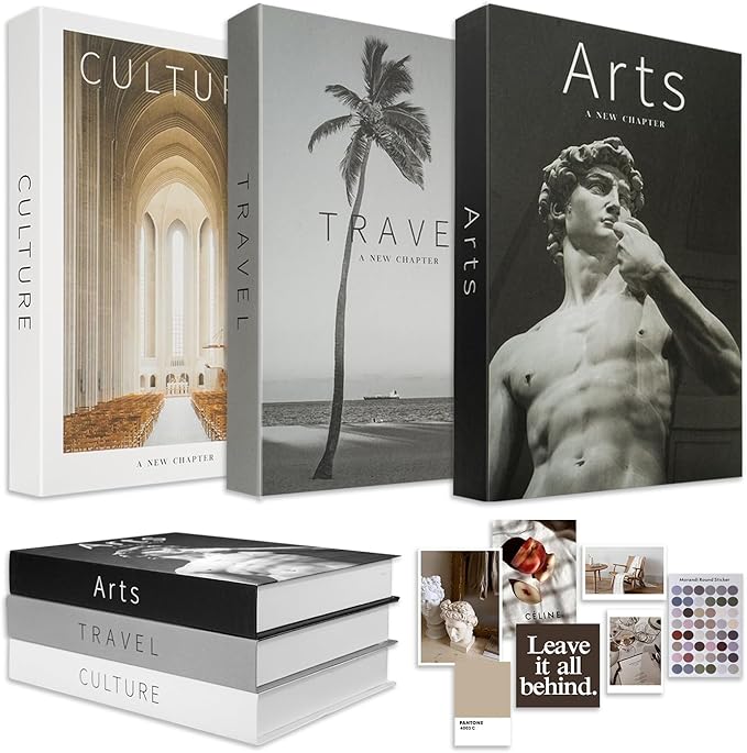 Decorative Books Set, Storage Box for Entry Table, Stacked Books Decor, Shelf Decor Accents, Faux Books for Home & Office