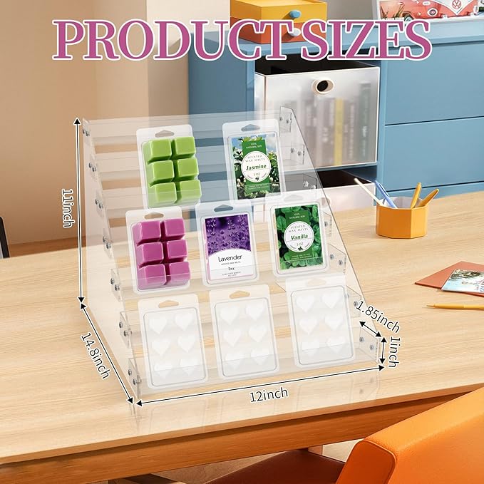 12“ Wax Melt Holder Display 7 Tier Acrylic Riser Display Stands Wax Melts Storage Clear Acrylic Display Shelf For Wax Melt Clamshells Wax Melt Candles Wax Cubes Wax Tarts Wax Block（NO Wax Melts）