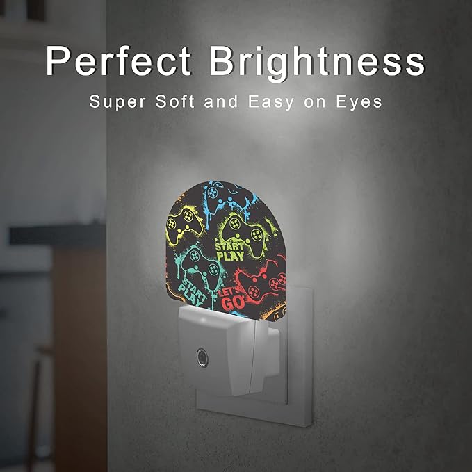 Gampad Gamer Night Light,Night Lights Plug into Wall Decor for Stairway/Hallway/Kitchen,Dusk to Dawn Sensor Nightlights for Boys/Girls/Women/Men Room Gifts