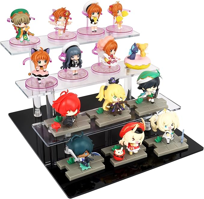 ELEGANTLIFE Acrylic Display Riser Stand – 4 Tier Clear Shelf for Funko POP, Amiibo, Figures, Collectibles, Cupcakes, Perfume, Skincare Organizer