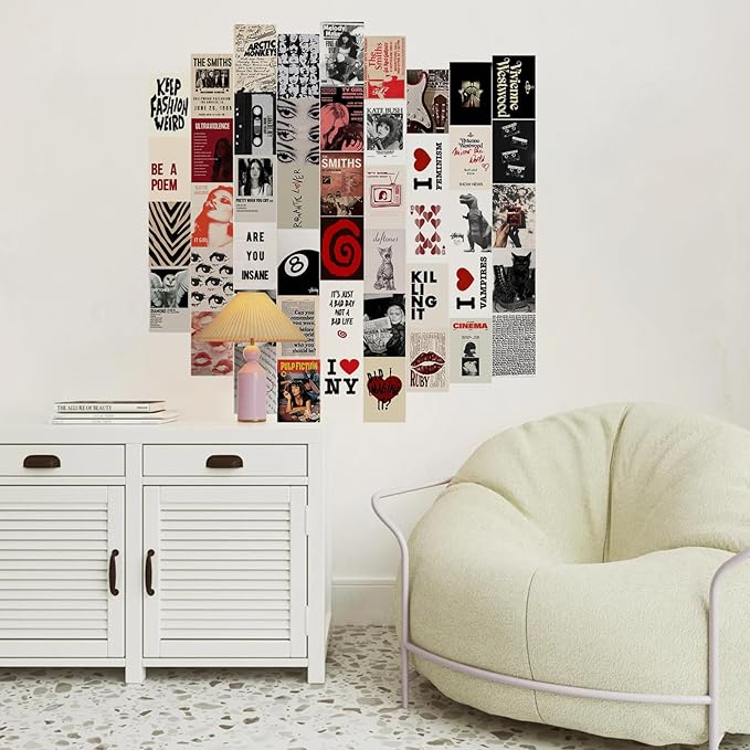 KBKBART 50Pcs Downtown Girl Room Decor, Y2k Wall Art Prints for Bedroom, Coquette Wall Collage Kit for Room Aesthetic, 4"x6" Vintage Photo Collage Kit Pictures, Retro Rockstar Posters Dorm Decor