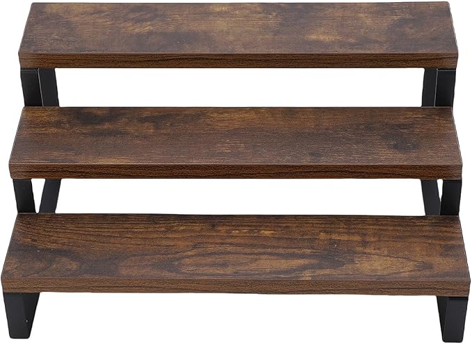 3 Tier Wooden Display Riser Stand, Perfume Stand Organizer for Makeup, Skincare Vanity Storage, Cupcake, Bathroom, Room Decor, Clear, 1 Pack (3 Tier)