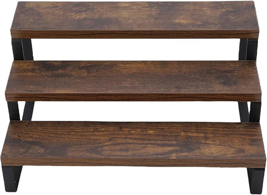 3 Tier Wooden Display Riser Stand, Perfume Stand Organizer for Makeup, Skincare Vanity Storage, Cupcake, Bathroom, Room Decor, Clear, 1 Pack (3 Tier)