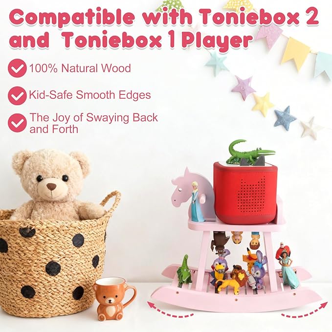 Pink Unicorn for Tonies Box Organizer Shelf Storage, for Tonie Shelf Magnetic, Compatible with Tonie Box 1/2 Player Tonies Figures Characters for Children, Display Collection 10~15 Characters