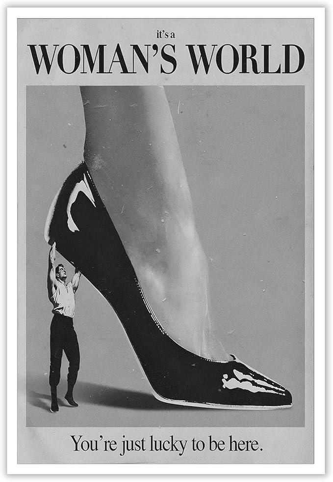 Retro This Is A Woman Is World Poster Feminist Canvas Wall Art Modern Black And White Feminine Hot Girls Room Aesthetic Prints Painting For Home Bedroom Dorm Wall Decor 12x16in Unframed