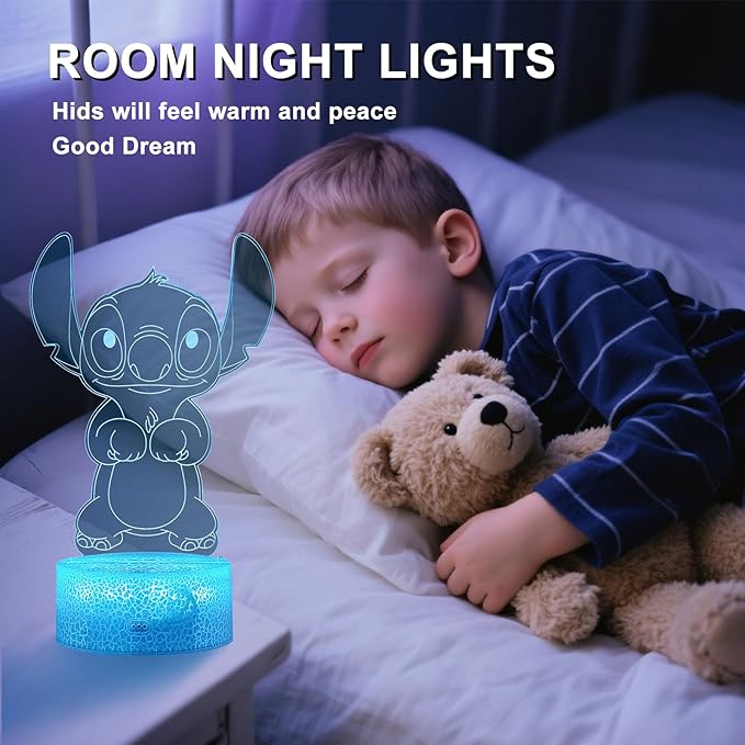 Cute Night Light, 3D Bedroom Decor Birthday Christmas Party Smart Remote Control Boy Gifts for Children's Room Decor 16 Color LED Lamp (Baby Cute)