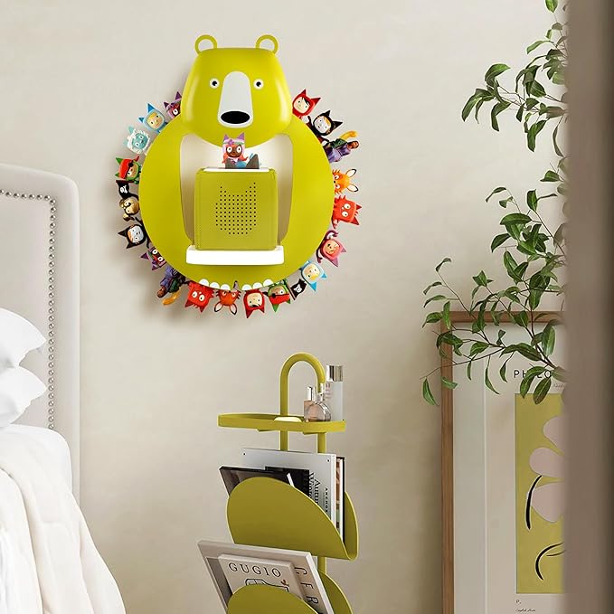 TonieBox Storage,Tonies Storage Shelf,Creative Bear Design Children's Magnetic Tonies Shelf,30-40pcs Tonies Figures Floating Shelf for Tonies Figures Display (Green).