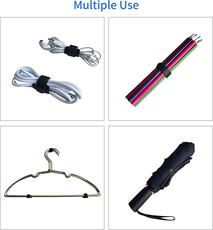 200 PCS 6 Inches Black Reusable Cable Ties, Adjustable Cord Straps, Cable Organizer, Cord Wrap and Hook Loop Cords Management,Adjustable Cord Ties for Organizing Home,Office,Garden,Data Centers