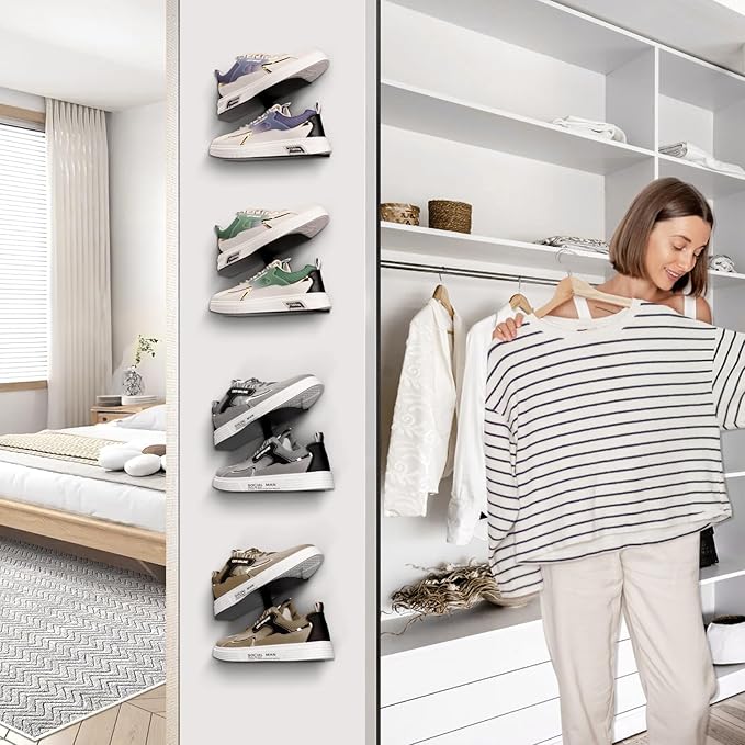 Wall-Mount Floating Shoe Shelves, Sturdy Levitating Sneaker Rack for Showcasing Shoe Collections