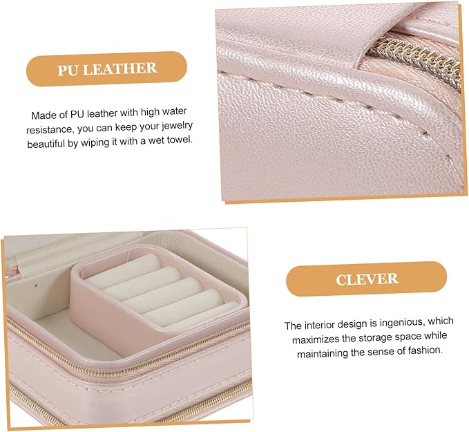 Box Necklace Jewelry Box Ring Jewelry Box Ring Organizer Box Travel Jewelry Organizer Earring Box Organizer Makeup Train Bag Travel Jewelry Case Portable Small Jewelry Organizer Pu ( Color : Pink , Si