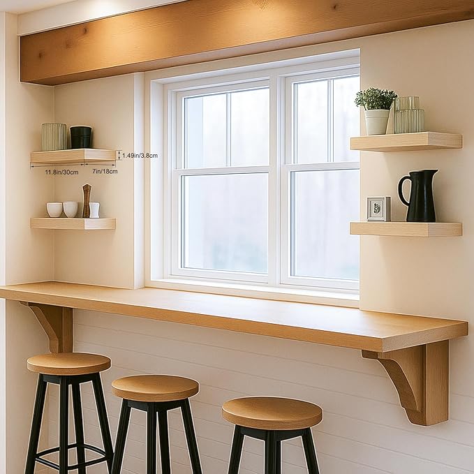 Floating Shelves for Wall, Bathroom Shelves Over Toilet, Wall Shelves & Book Shelf for Room, Hanging Shelf, Modern Wooden Wall-Mounted Small Floating Shelves, 12x7x1.5 in (Oak, Set of 4)