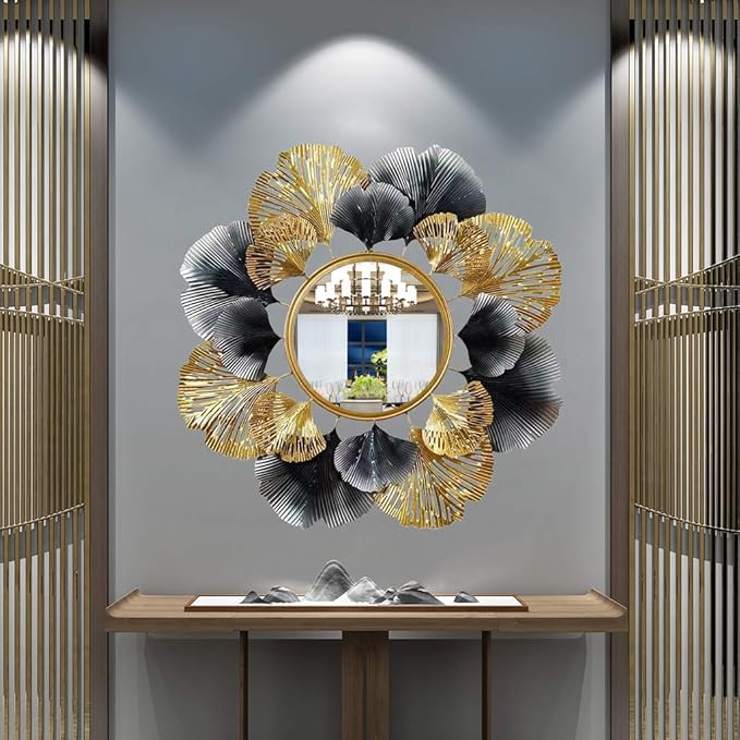Decorative Round Mirror - Modern Hanging Mirror, 29" Metal Frame - Wall Decor for Living Room, Bedroom, Bathroom