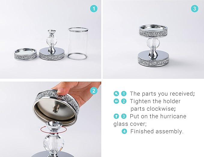 Hurricane Candle Holders for Pillar Candle, Pillar Candle Holder, Crystal Candlesticks Holder for Dining Coffee Table, Wedding,Events,Parties, Home Decor YL031SD