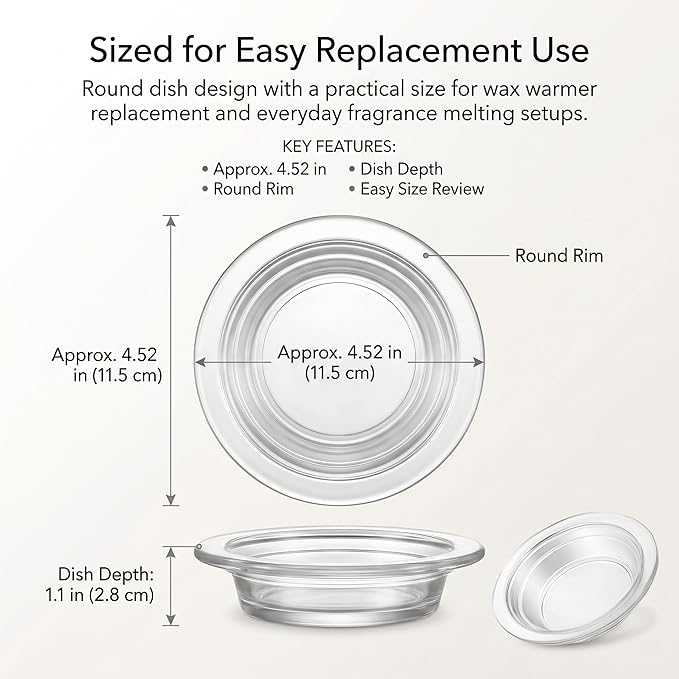 Candle Warmer Plate, 2pcs Replacement Wax Warmer for Scented Glass Aromatherapy Tray Wax Heating Plate for Oil Lamp Melt Warmes Burners, 4.52 inches