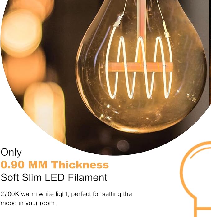 BLINGCOLOR A19 Vintage LED Edison Bulbs 60 Watt, 4-Pack Dimmable E26 A19 6W LED 2700K Warm White Light Bulbs, E26 Base 6W Equal 60W A19/A60 Decorative Amber Light Bulb, 500LM (Upgrade Version)