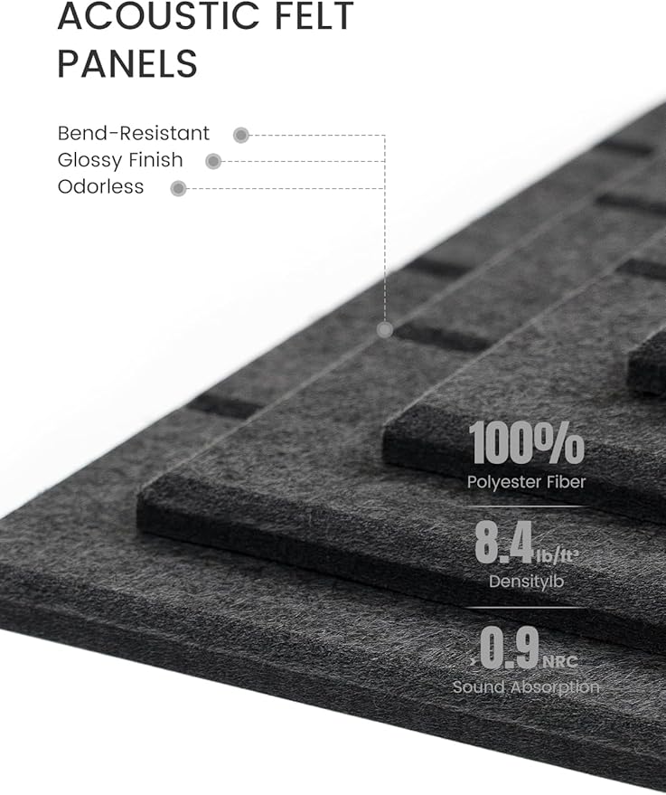 Bumusty Large Cork Board Alternative-48 x 36" Felt Bulletin Board Tiles, with 30 Pushpins, 70 Adhesive Tabs, Bold-Stripe 12-Pack, Cork Boards for Office Push Pin Board Felt Board-Charcoal Gray