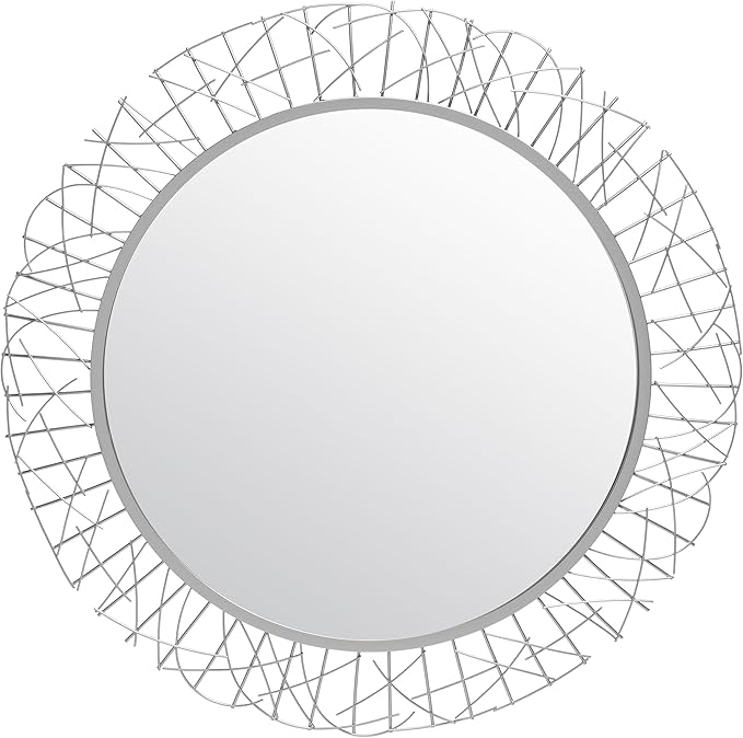 SAFAVIEH Home Collection Elsie Silver 29-inch Round Decorative Accent Wall Mirror for Bedroom Living Room Bathroom Entryway