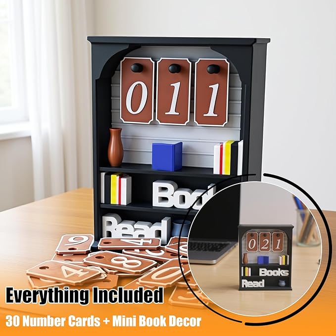 Books Read This Year Counter, Books Read Tracker for Reading Goal, Bookend Decor Book Accessories for Reader, Librarian and Teacher Reading Challenge Display