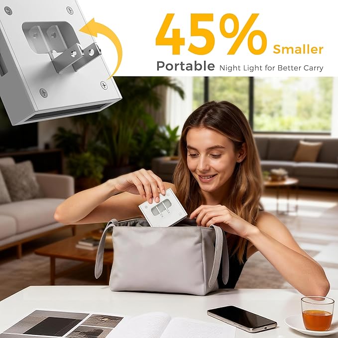 L LOHAS LED Night Light,Night Lights Plug into Wall,0-100LM Stepless Dimmable Brightness,Dusk to Dawn Sensor,3000K Soft White,Foldable Night Lights for Travel Bathroom Hallway