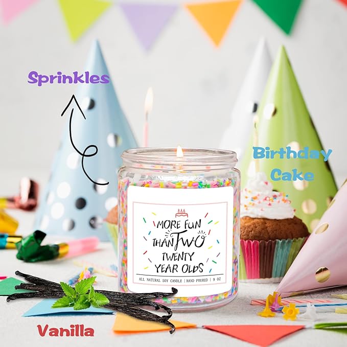 Homsolver 40th Birthday Gifts for Women, Perfect Ideas Birthday Decorations Candle Gift for Mom, Friends, Wife, Sister, Vanilla Cream Scent Handmade Aromatherapy Candles