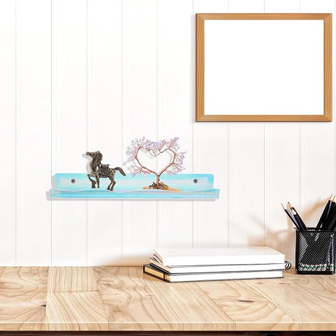2pcs Iridescent Nail Polish Rack Wall Mounted Organizer Acrylic Floating Shelves - Display Stand for Skincare Perfume Paint Essential Oils Makeup