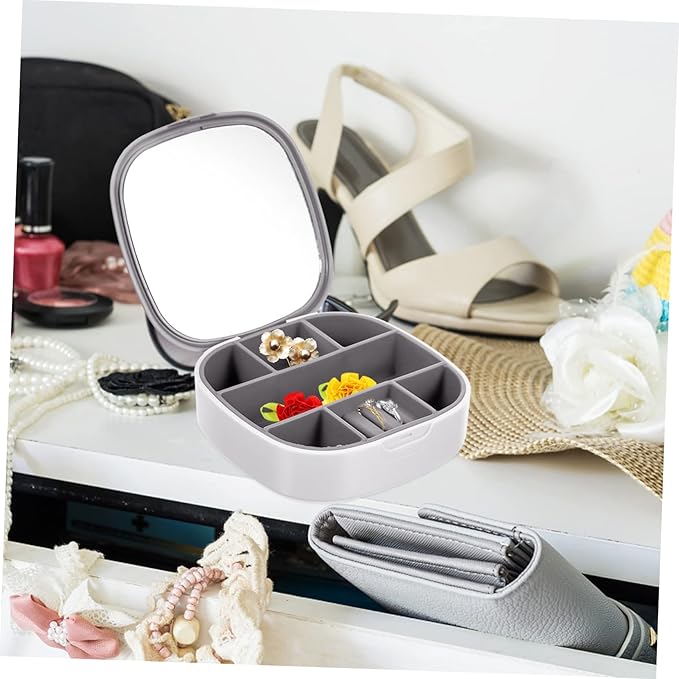 LIFKOME 2pcs Box Jewelry Box Mirror Travel Case for Jewelry Organizer Pu Watch Storage Earrings Holder Makeup Organizer Case