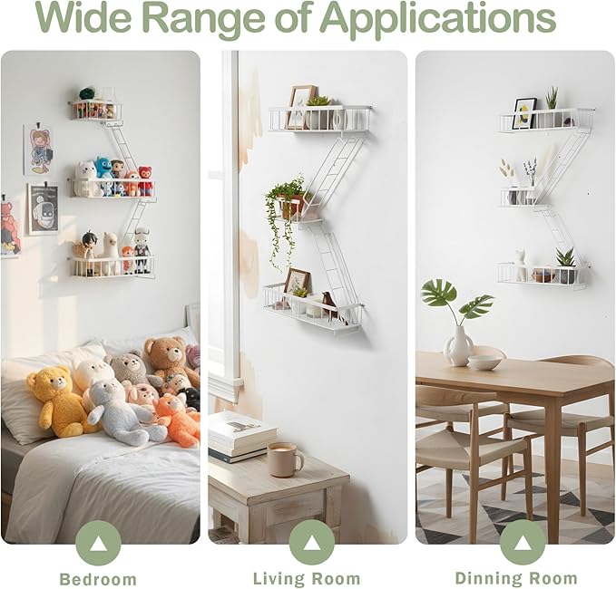 SweetSage Fire Escape Wall Shelf White - Modern New York City Wall Decorative Display Ladder Floating Shelves for Bedroom, Home Décor, Action Figure Display (2.5-Tier)