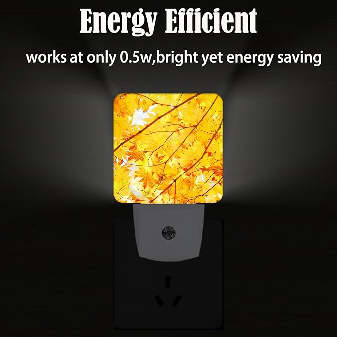 Autumn Maple Leaves Night Light ,Plug Into Wall with Dusk To Dawn Light Sensors, Warm Nightlights for Bedroom, Bathroom, Hallway, Kitchen, Gifts Ideal for Boys Girls Women Men