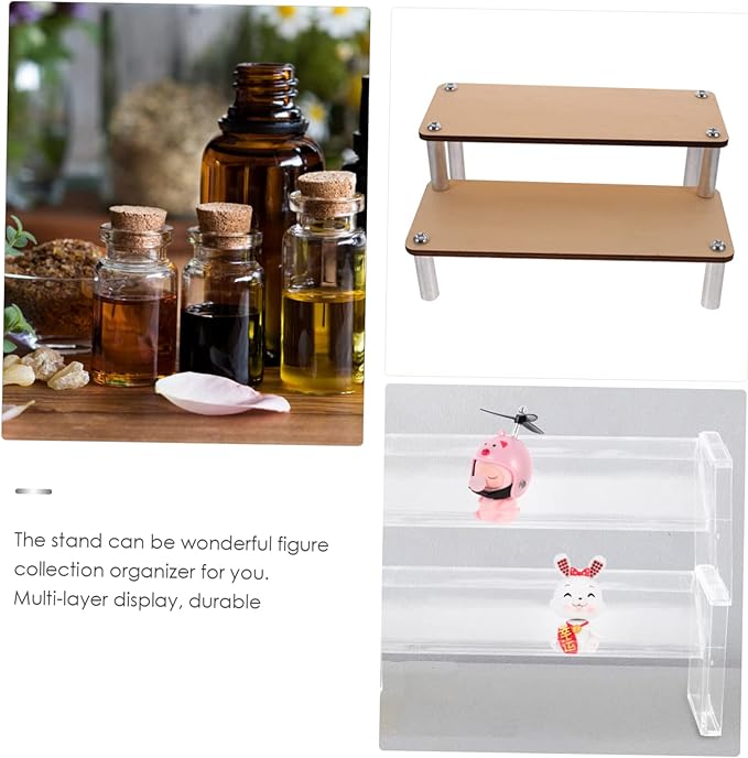Levemolo Makeup Holders Wooden Riser Display Stand Sturdy Perfume Organizer for Counter Display Rack