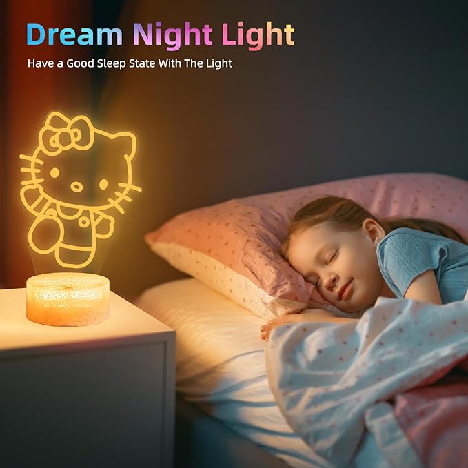 LOUHH Kitty Night Light, 3D LED 16 Color Intelligent Remote Control Lamp for Christmas Gifts Children's Room Decoration Holiday Gifts