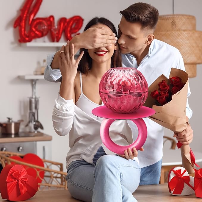 Reallnaive Giant Ring Gifts Wedding Empty Gift Basket Include 2 Diamond Bowl 1 Board 1 Foam Ring, Gift Basket Kit for Valentine Birthdays Wedding Anniversaries