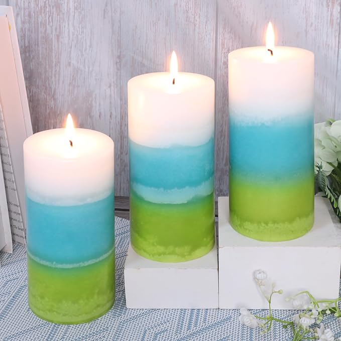 Mint Scented Pillar Candles - 3x6 inch Aromatherapy Candles, Long Lasting 70+Hours Clean Burning, Perfect for Meditation Spaces, Home Offices