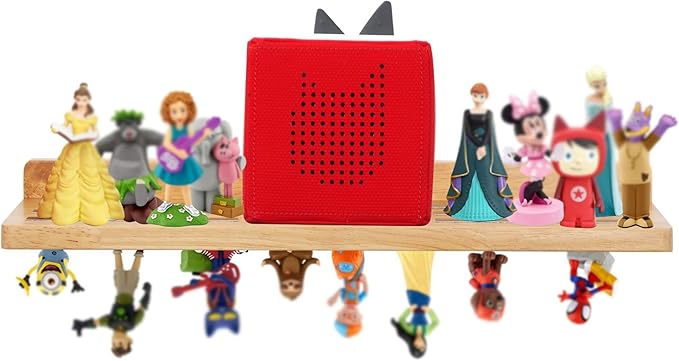 For Tonies Figures Shelf Magnetic,for Tonie Box Wall Shelves,for Tonies Characters Organizer Audio Toy Storage (Holds 36 Figurines),Compatible Charging Station for Children Kid's Room,Oak Wood