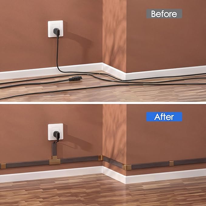 Yecaye TV Cord Hider, 125in Cord Cover, Large Cable Hider, Wire Covers for 4 Cords, Cable Raceway Wire Hider, Wire Hiders for TV on Wall, Cable Cover Cord Concealer, W1.18in H0.6in, Cherry