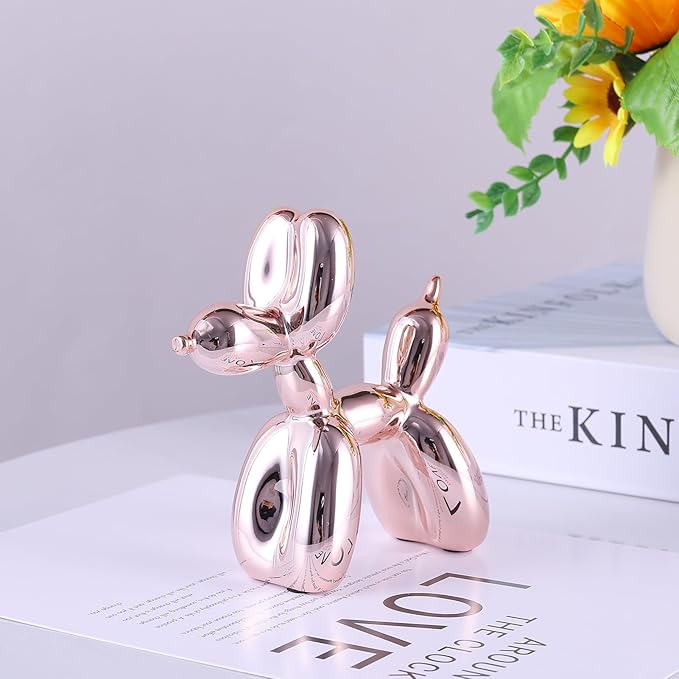 Balloon Dog Sculpture Modern Home Decor Collectible Figurines Funky Statues for Bedroom Trendy Animal Decor for Coffee Table Living Room Decor