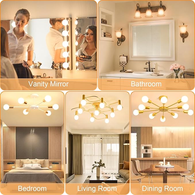 hansang G25 Vanity Light Bulb 2700K Warm White 8 Pack, LED Globe Light Bulbs for Bathroom Vanity Mirror,E26 Medium Screw Base,5W 60W Incandescent Equivalent,500 Lumen,Non-dimmable