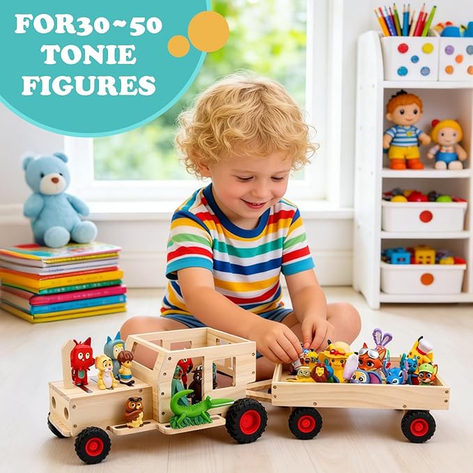 for Tonies Box Organizer Shelf Storage, for Tonie Shelf Magnetic, Compatible with Tonie Box 1/2 Player Tonies Figures Characters for Children, Display Collection 20~30 Characters - Tractor