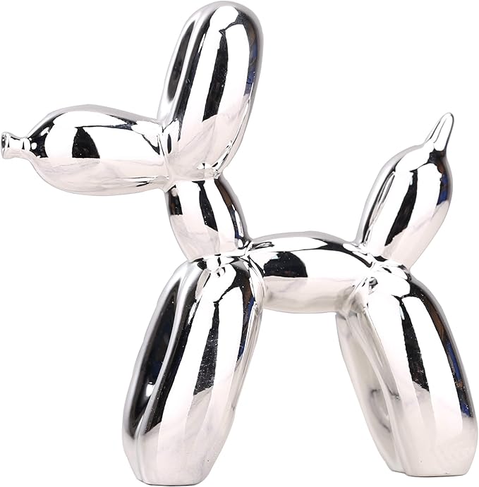 Silver Balloon Dog Decor - Animal, Shelf, Preppy Room, Cute Statue, Modern Sculpture, Gold Decorations, Small Figurines