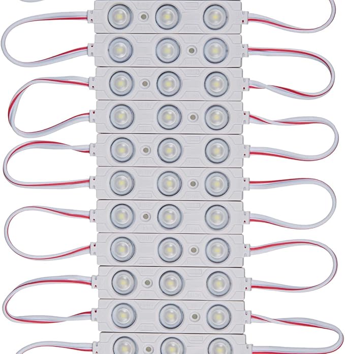 200 PCS Red Emitting Color 1.32 W DC12V Injection 3 LED Module Waterproof Decorative Back Light for Letter Sign Advertising Signs with Tape Adhesive Backside