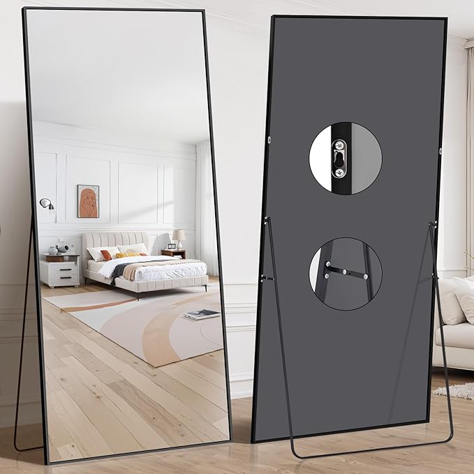 78"x35" Floor Mirror Full Length - Standing Mirror with Aluminum Alloy Frame, Large Body Mirror for Bedroom, Living Room, Wall Mounted or Leaning