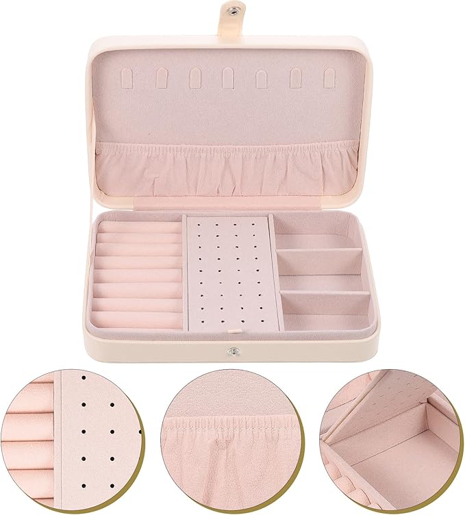 Sosoport Double Layer Jewelry Box for Women Portable Desktop Makeup Organizer and Storage Case Compact Multifunctional Watch and Jewelry Holder