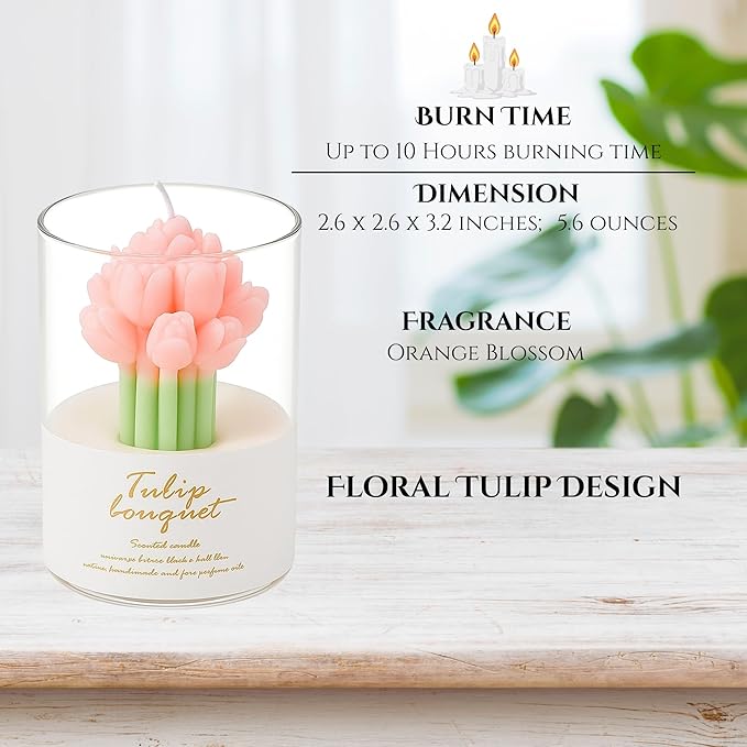 Orange Flower Shape Soy Wax Scented Candles 100% Natural Soy Wax | Relaxing Aromatherapy Candle | Housewarming Gift for Women & Men | Decoration Table Candles | Warm & Decorative Candles