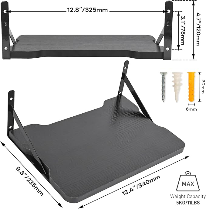 Black Small Mini Projector Shelf,Router Wall Mount Floating Shelf,Projector Mount Rack Holder,Modem Cable Box for Xbox Series PS5 PS4 by MDF