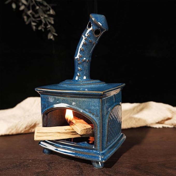 MOUGIGI Ceramic Palo Santo Holder & Mini Chiminea Smudge Bowl | Multi-Functional Burner for Sage Sticks, Incense Cones, Copal,and Candles |Perfect for Energy Cleansing,Yoga Meditation| Anxiety Relief
