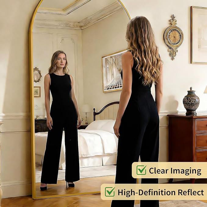 BEAUTYPEAK 86"x40" Large Arch Mirror Full Length, Oversized Wall Mirrors with Aluminum Alloy Frame, Full Body Floor Mirror for Bedroom, Dressing Room, Gold