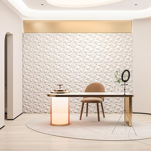 Art3dwallpanels 20 Pack 3D Wall Panels for Interior Wall Decor, 12''x12'' White Accent Diamond Panels for Gaming Room Bedroom TV Background, White